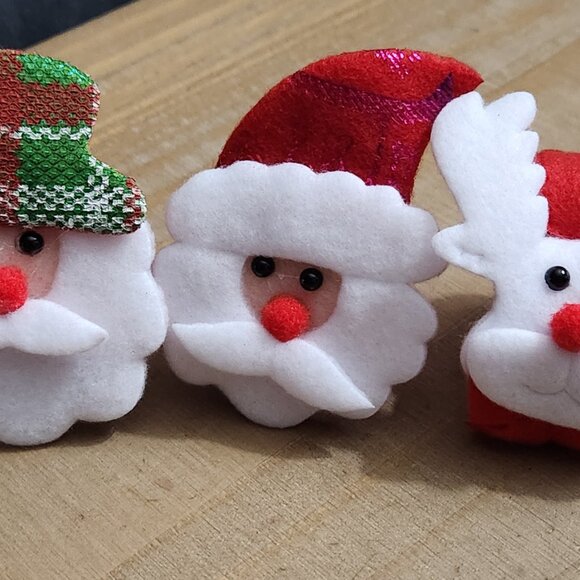 3-Christmas Themed Slap Bracelets Santa & Reindeer Felt Red Band Kids Elf Gifts - Picture 8 of 9